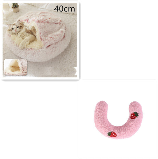 2-in-1 Round Plush Dog and Cat Winter Bed Soft and Warm